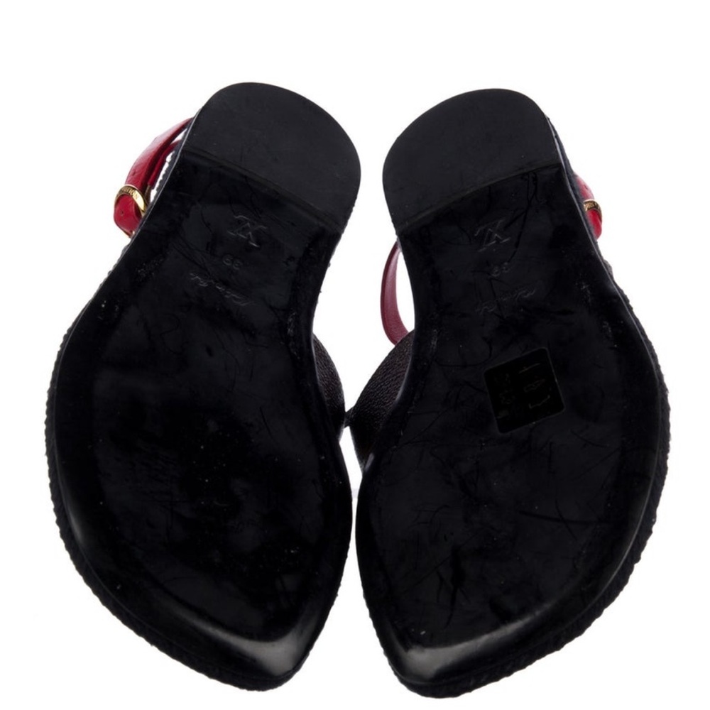 Louis Vuitton Authentic Black and Brown Sandals with Red Accents - Picture 2 of 4
